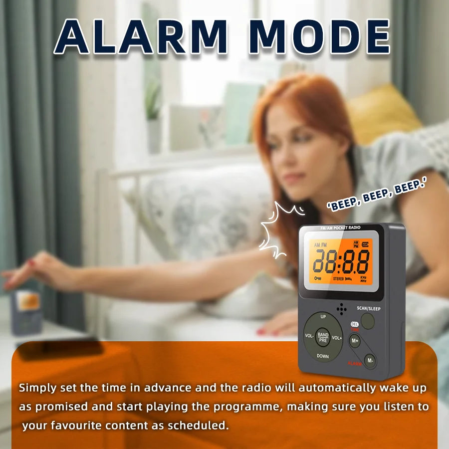 Portable AM/FM Digital Stereo Radio – 2 Band with LCD Screen, Built-In Speaker & Headphones