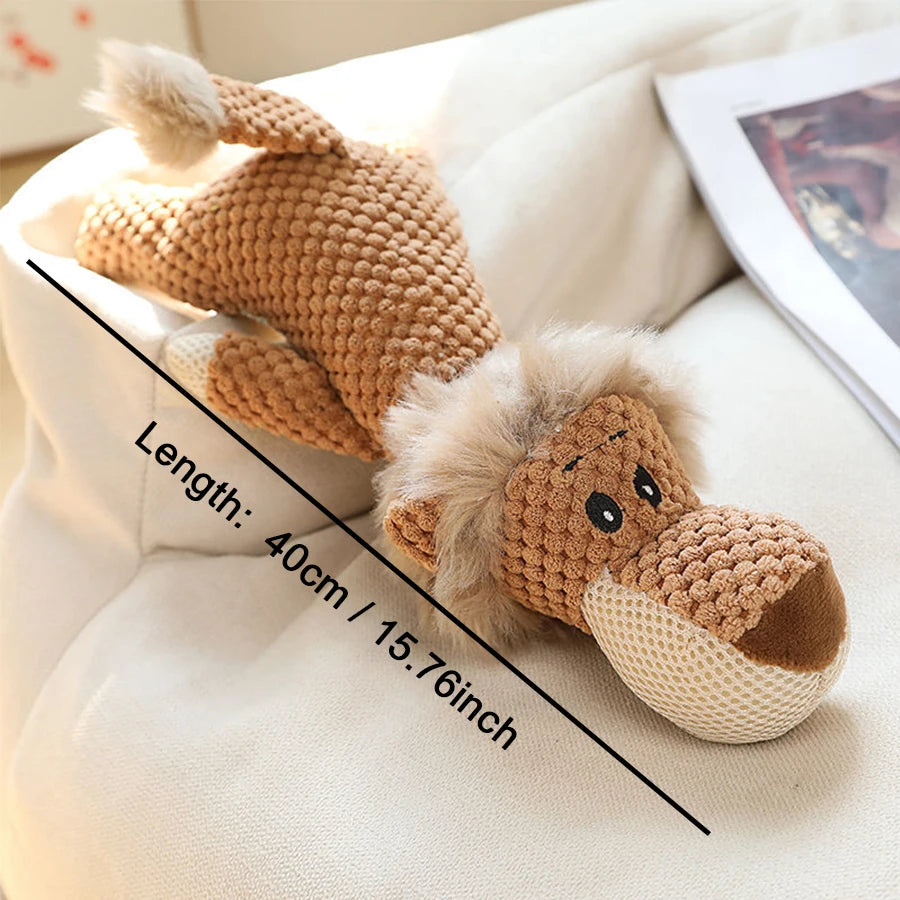 Animal Plush Squeaky Dog Toy – Bite-Resistant Lion, Wolf & Elephant | Small & Medium Dogs