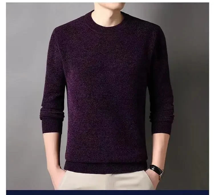 Men's Wool Blend Pullover Sweater – Warm O-Neck Knit Jumper
