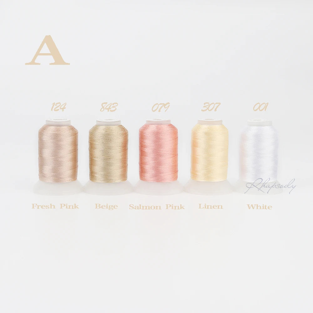 40wt Polyester Embroidery Thread | 500m Filament Spools | 5-Pack
