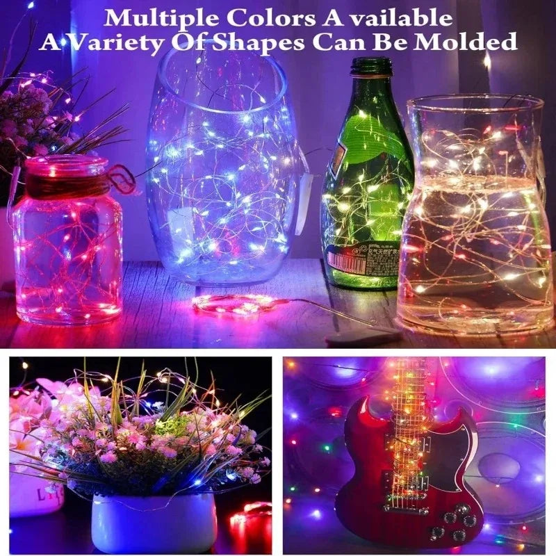 LED Fairy Lights Battery Operated | Waterproof Silver Wire Firefly Starry Lights