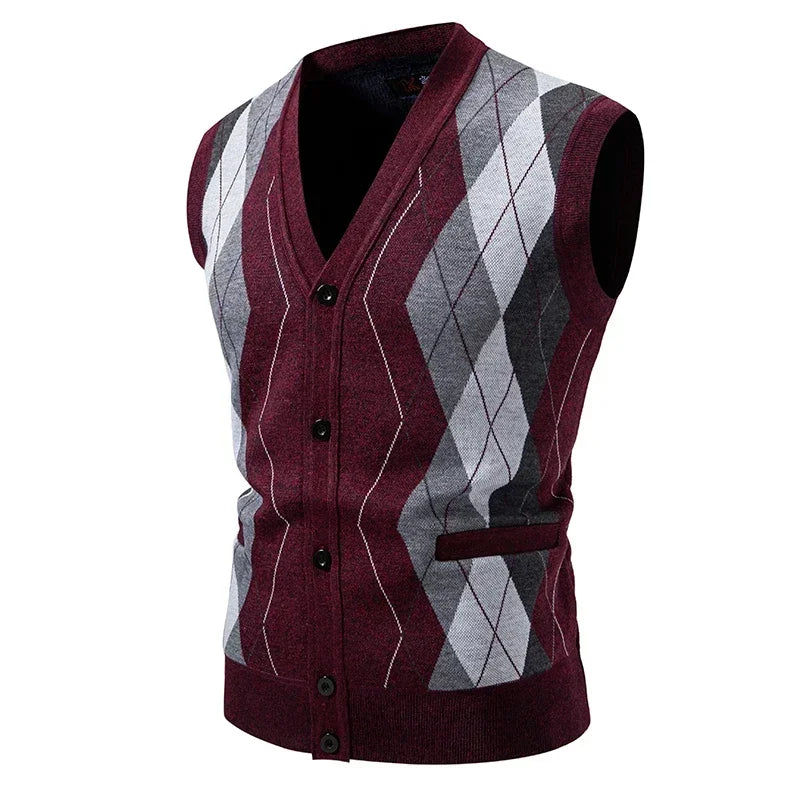 Men's Knitted Wool Vest Cardigan