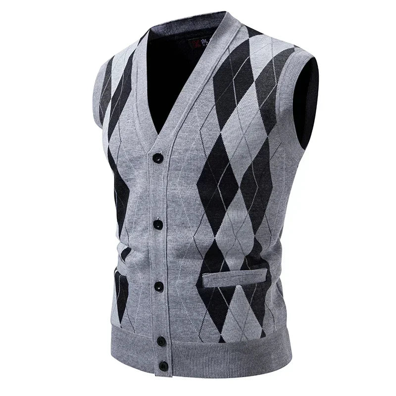 Men's Knitted Wool Vest Cardigan