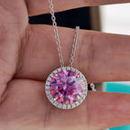 Joyce Jelly S925 Sterling Silver Moissanite Necklace – 5CT 11mm Coloured Gemstone Pendant