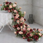 Artificial Red Rose & Green Leaf Flower Ball / Flower Row