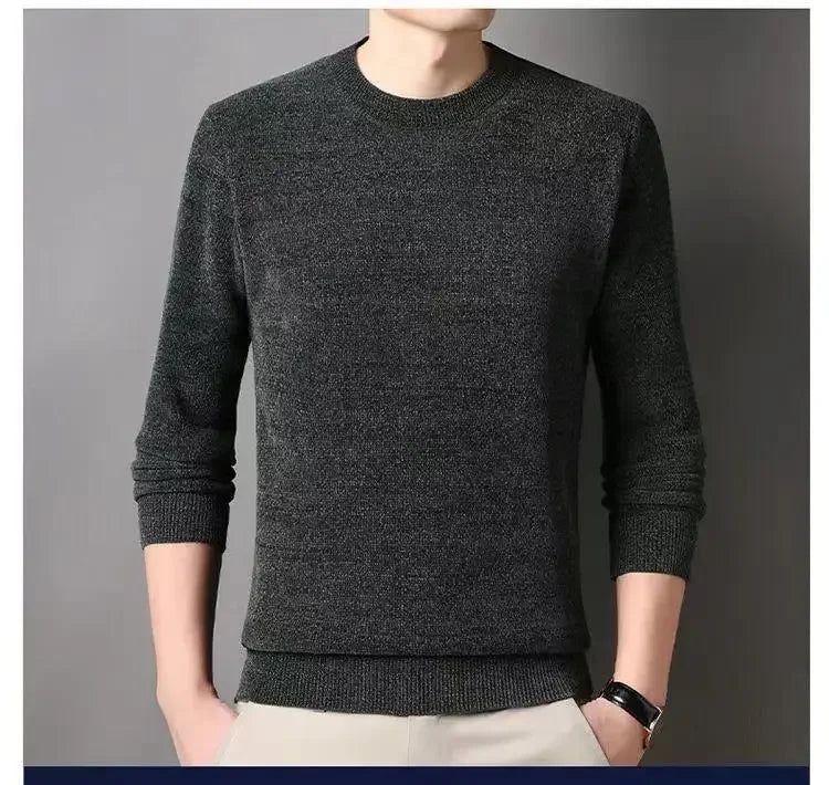 Men's Wool Blend Pullover Sweater – Warm O-Neck Knit Jumper
