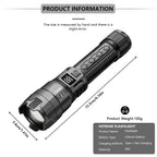 High Lumen Tactical Flashlight – Telescopic Zoom, Digital Display & USB-C Rechargeable