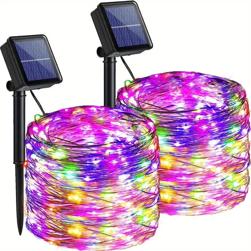 Solar Copper Wire Fairy Lights – IP65 Waterproof, Auto On/Off, 8 Modes