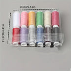 12-Color Embroidery Thread Set - Polyester Sewing Thread