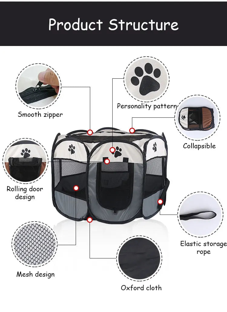 Pet carrier with features highlighted on a white background
