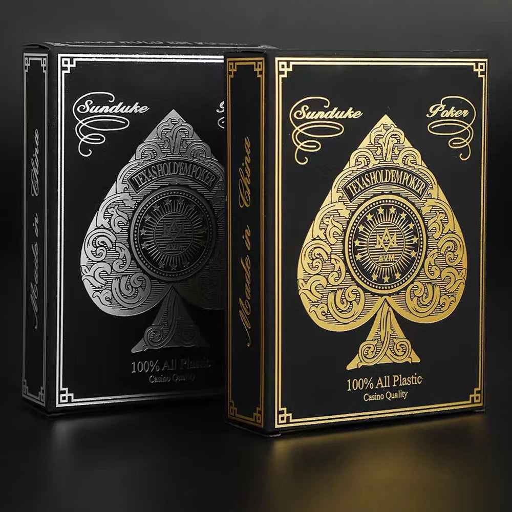 Premium PVC Playing Cards — Gold/Silver Edge | Texas Hold'em