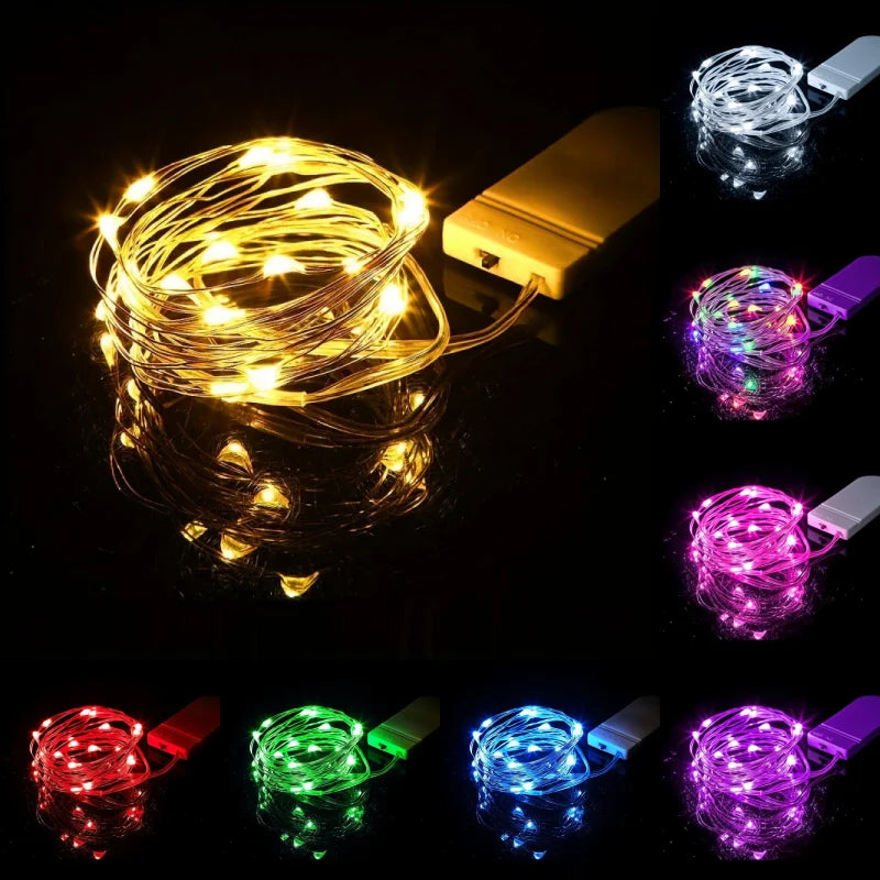 LED Fairy Lights Battery Operated | Waterproof Silver Wire Firefly Starry Lights