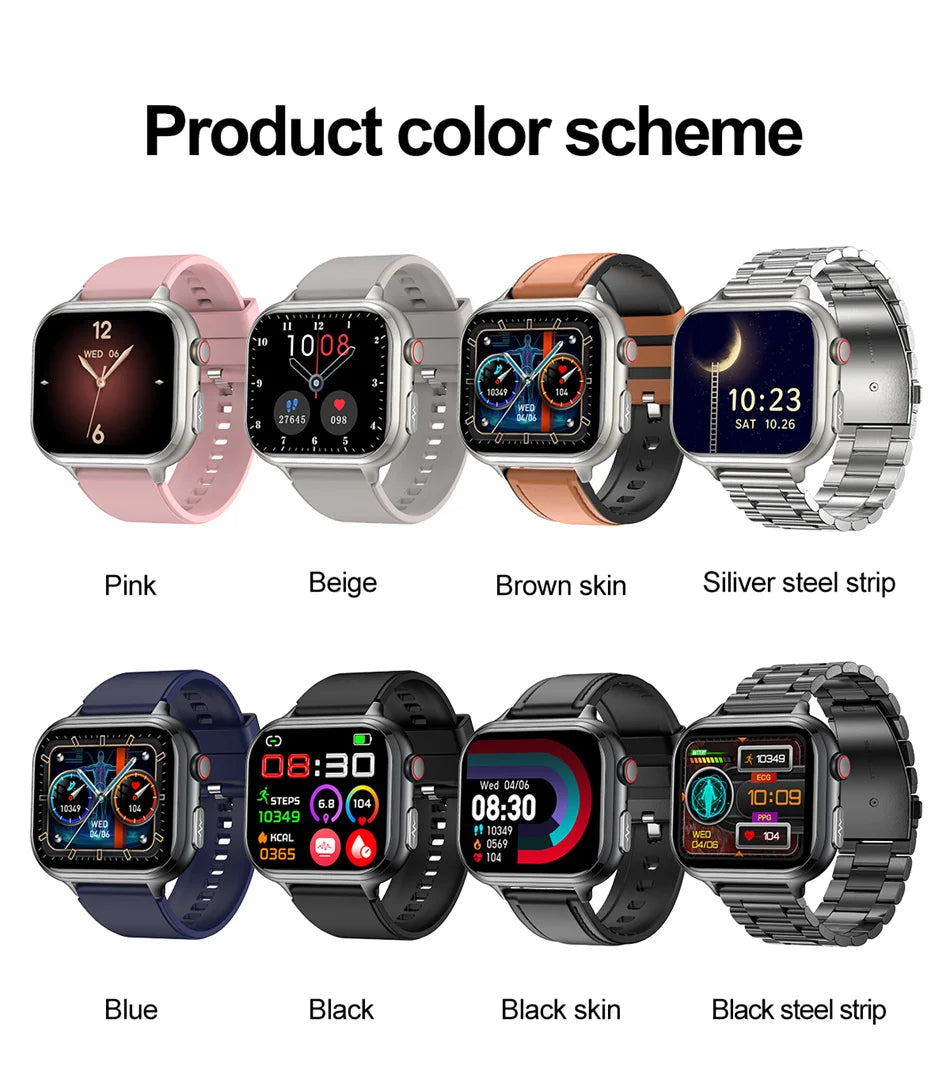 Medical Grade ECG & PPG Smart Watch | Blood Sugar, BMI, Uric Acid & Bluetooth Calling
