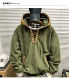 Men's Retro Solid Colour Hoodie — Casual Fleece Pullover (L–4XL)