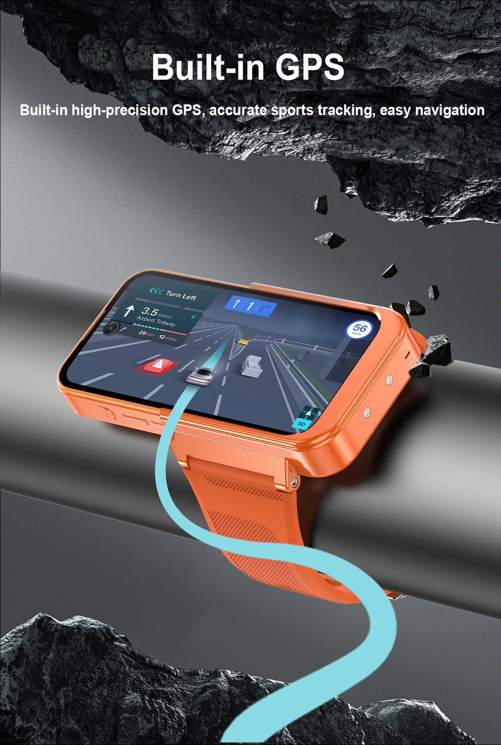 PGD 4G Smart Watch Phone – GPS, Dual SIM, 8MP Camera, Android 12, 64GB
