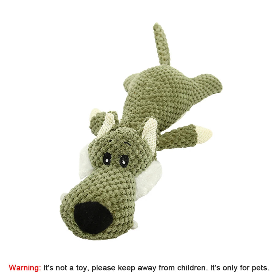 Animal Plush Squeaky Dog Toy – Bite-Resistant Lion, Wolf & Elephant | Small & Medium Dogs