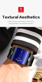 POEDAGAR 857 Men's Rectangular Stainless Steel Quartz Watch