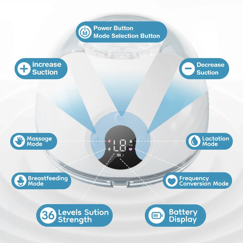 Hands-Free Wearable Electric Breast Pump – 4 Modes, 36 Levels, LED Display