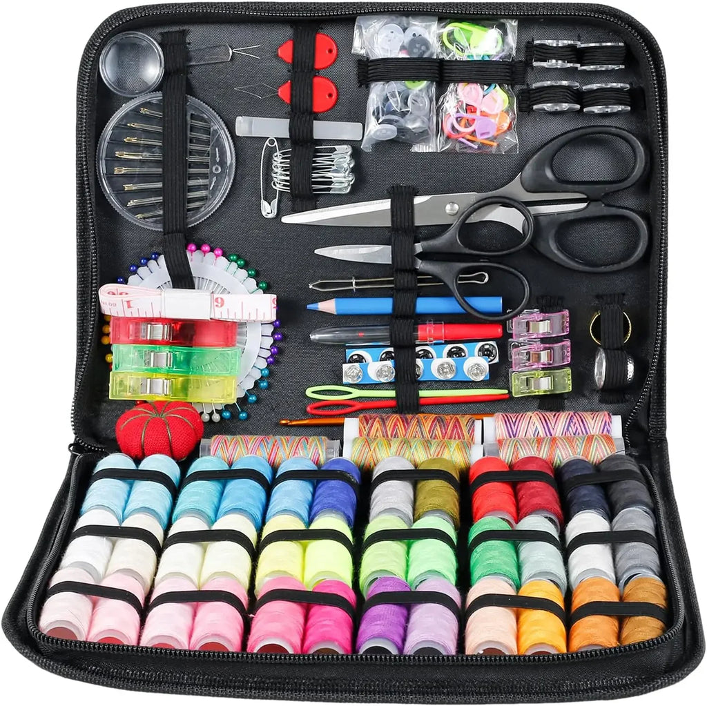 Sewing Kit Complete Set with Threads Needles Scissors Tape Measure Buttons and More