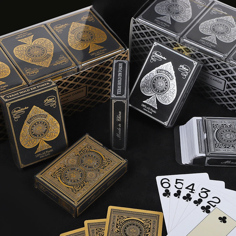 Premium PVC Playing Cards — Gold/Silver Edge | Texas Hold'em