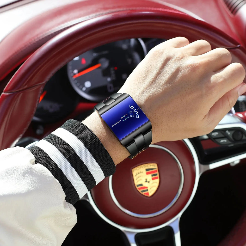 POEDAGAR 857 Men's Rectangular Stainless Steel Quartz Watch
