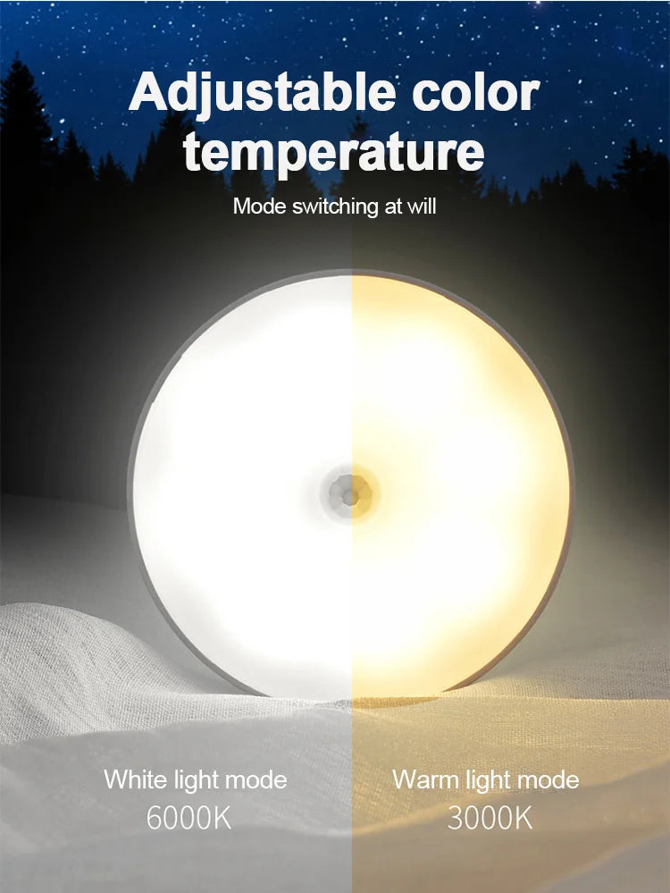 Wireless Motion Sensor Night Light – USB Rechargeable LED Puck Light