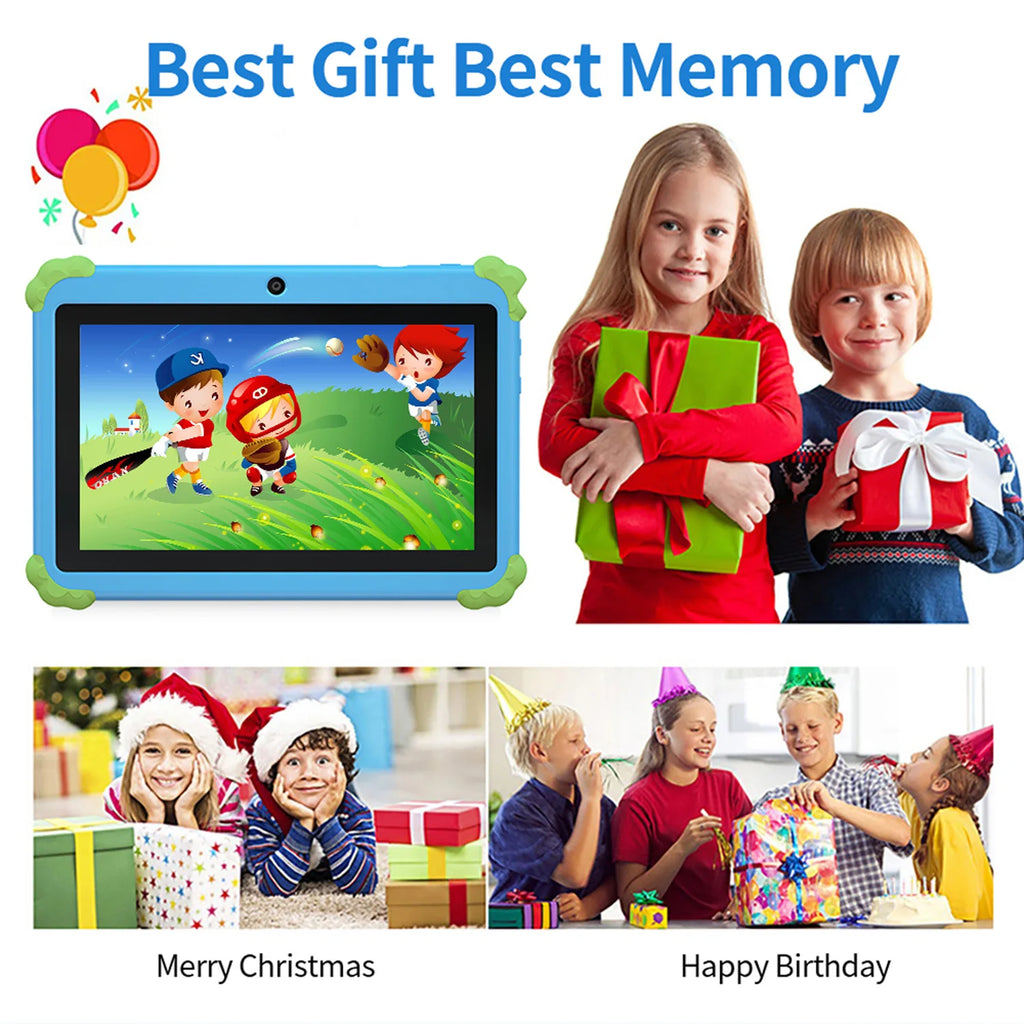 BDF 7-Inch Kids Android 13 Tablet — 4GB RAM, 64GB Storage, Dual Camera, WiFi & Bluetooth | Pink & Blue