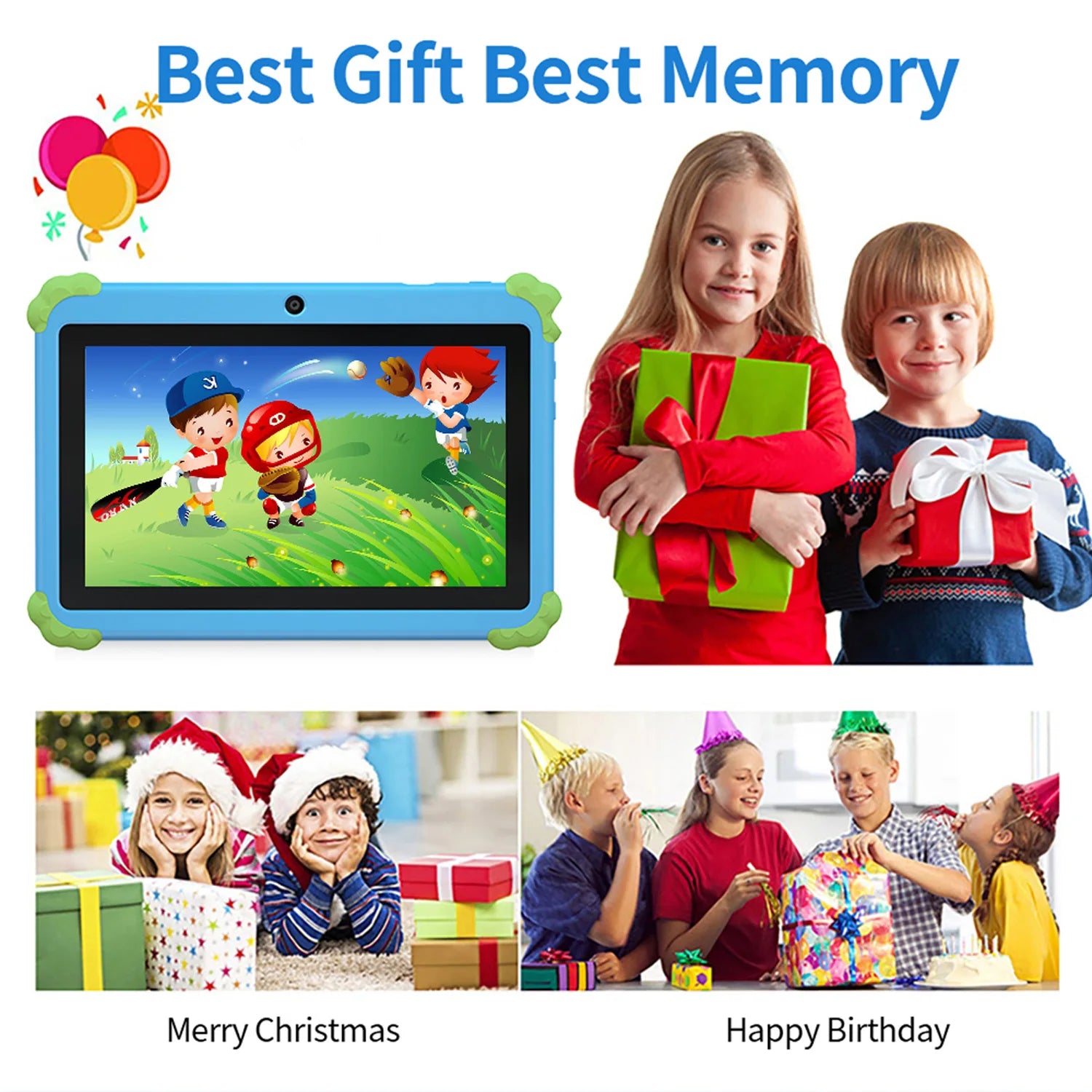 BDF 7-Inch Kids Android 13 Tablet — 4GB RAM, 64GB Storage, Dual Camera, WiFi & Bluetooth | Pink & Blue