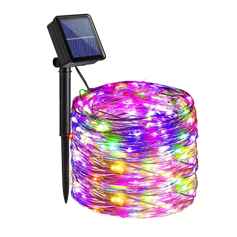 Solar Copper Wire Fairy Lights – IP65 Waterproof, Auto On/Off, 8 Modes