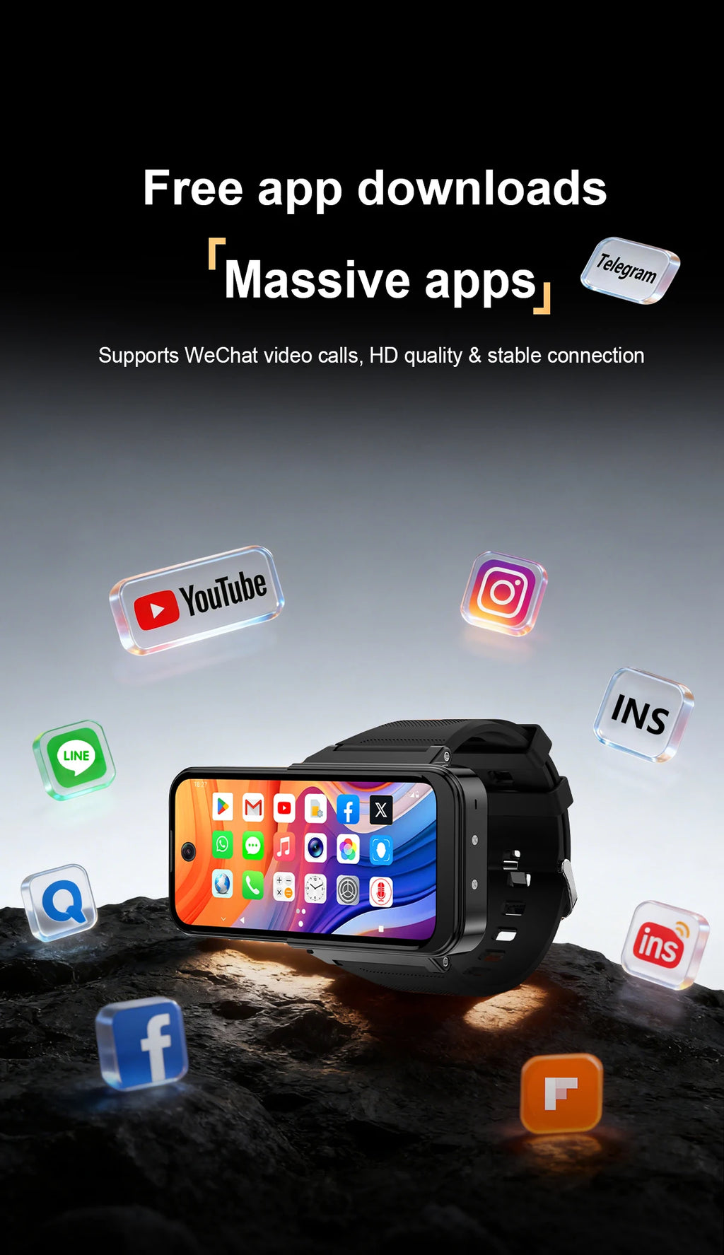 PGD 4G Smart Watch Phone – GPS, Dual SIM, 8MP Camera, Android 12, 64GB