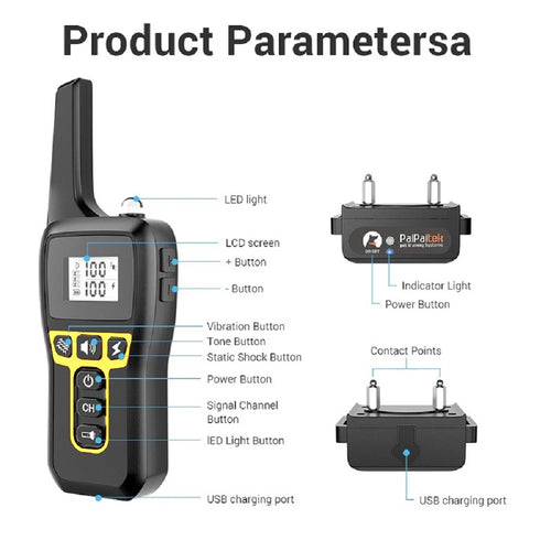 1000M Rechargeable Dog Training Collar – Waterproof Remote Shock Collar with Beep, Vibration & Auto Bark Mode