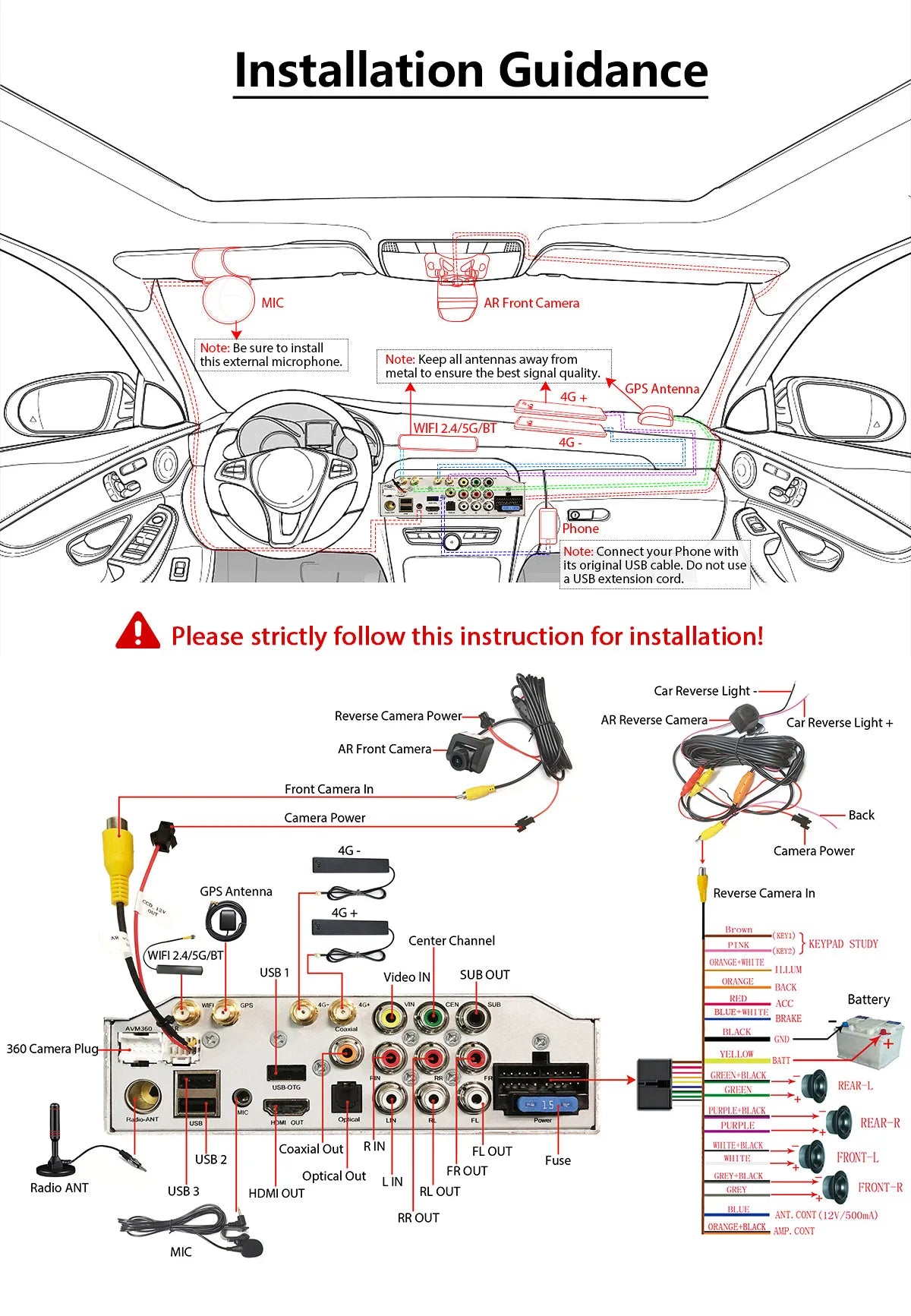 Joying Newest 1080P AR Front AND REAR Camera-