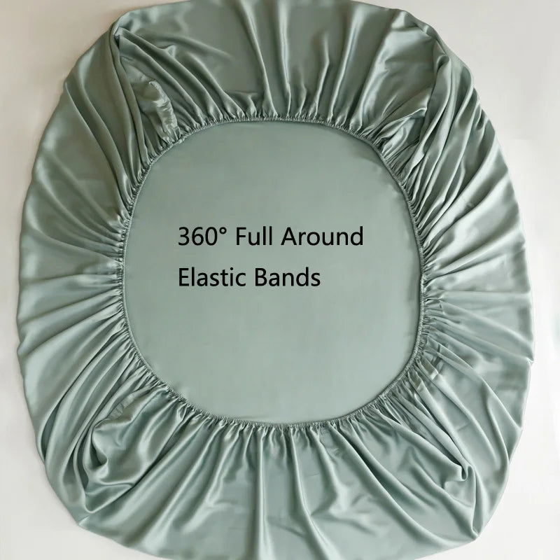 Natural 100% Silk Fitted Sheet with Elastic Bands-