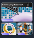 Swimming ring inflation nozzle with images of inflatable rings and lifebuoys