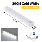 1-4Pcs Rechargeable PIR Motion Sensor LED Bar Light