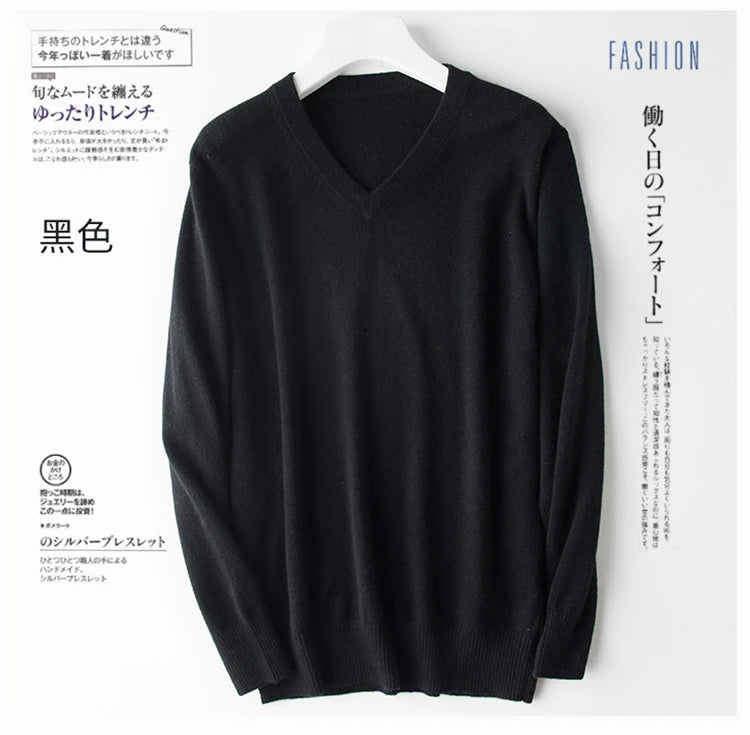 Men's Classic Cashmere Cotton Pullover Sweater – V-Neck & O-Neck