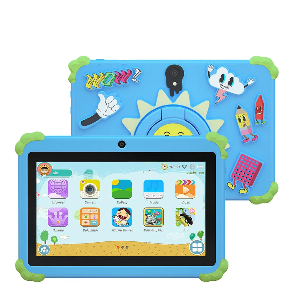 BDF 7-Inch Kids Android 13 Tablet — 4GB RAM, 64GB Storage, Dual Camera, WiFi & Bluetooth | Pink & Blue
