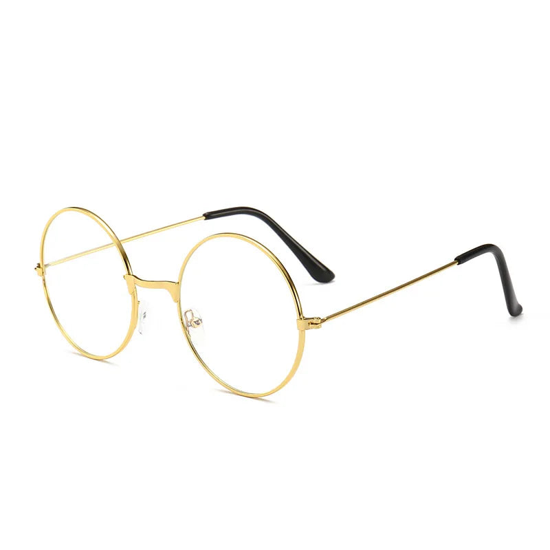 Retro Round Blue Light Blocking Glasses – Silver, Black & Gold
