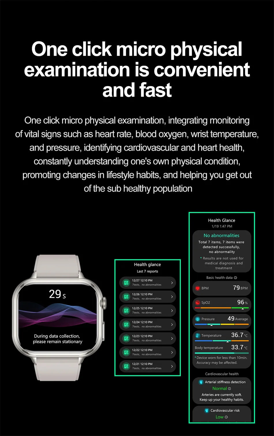Medical Grade ECG & PPG Smart Watch | Blood Sugar, BMI, Uric Acid & Bluetooth Calling
