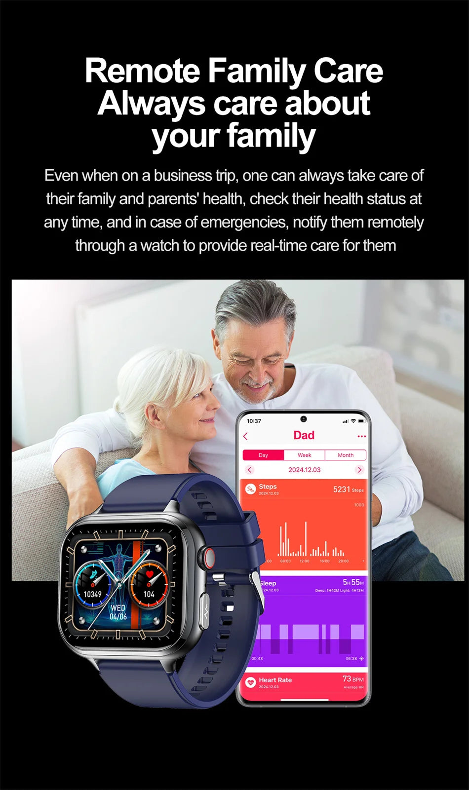 Medical Grade ECG & PPG Smart Watch | Blood Sugar, BMI, Uric Acid & Bluetooth Calling