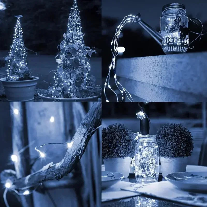 Solar Copper Wire Fairy Lights – IP65 Waterproof, Auto On/Off, 8 Modes