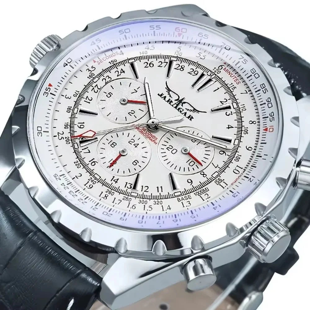 Jaragar Men's Automatic Skeleton Watch – Stainless Steel Mechanical Timepiece