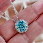Joyce Jelly S925 Sterling Silver Moissanite Necklace – 5CT 11mm Coloured Gemstone Pendant