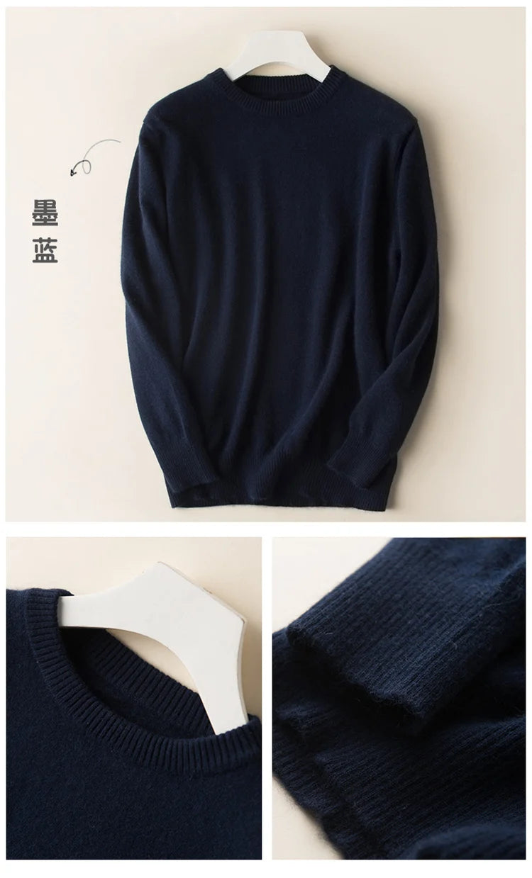 Men's Classic Cashmere Cotton Pullover Sweater – V-Neck & O-Neck