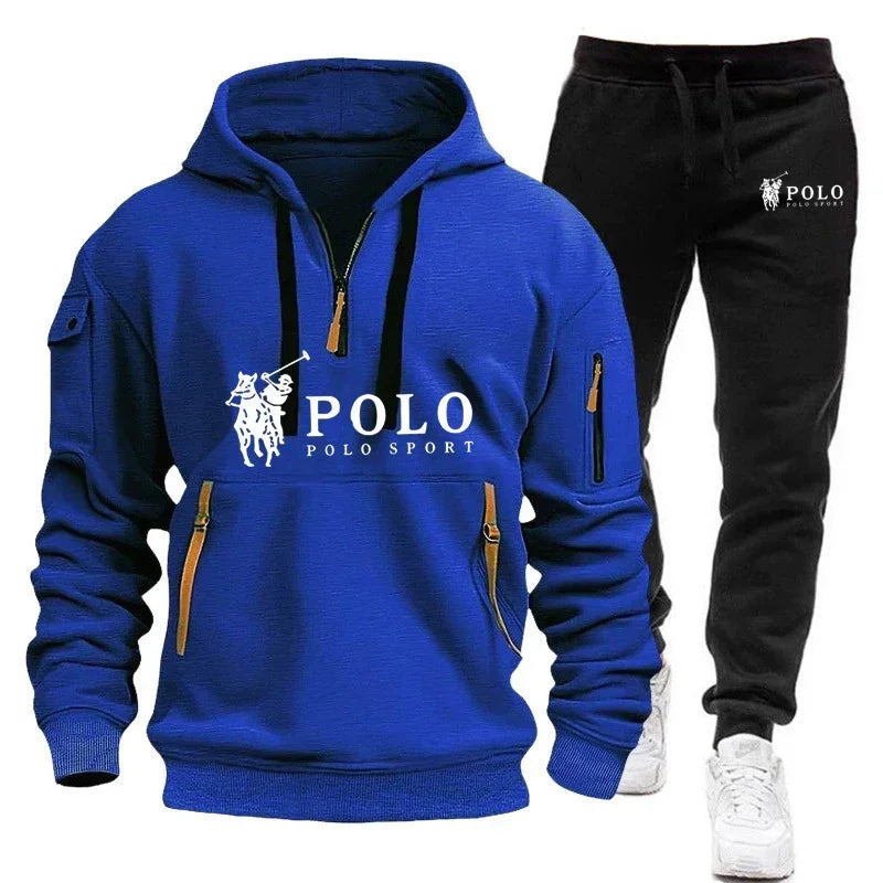 Autumn and Winter 2026 New Men's Casual Set, a Fashionable Outdoor Hiking Windproof and Warm Men's Hoodie and Pants 2-piece Set
