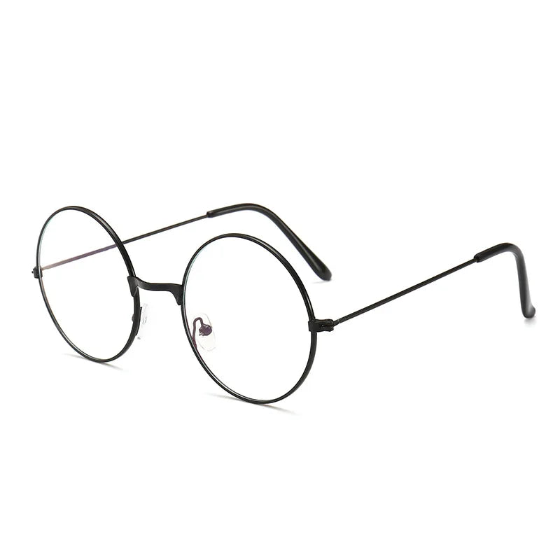 Retro Round Blue Light Blocking Glasses – Silver, Black & Gold