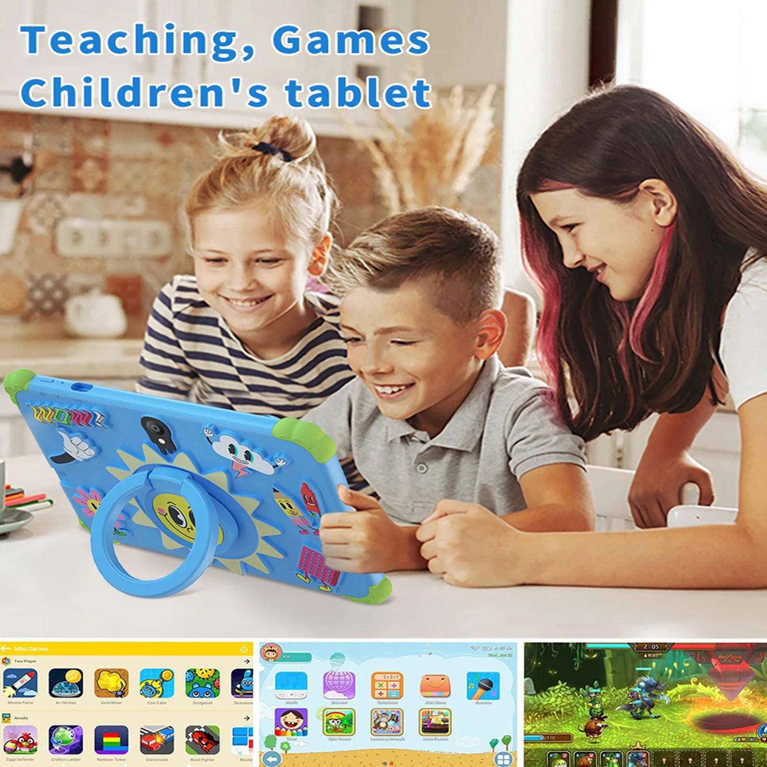BDF 7-Inch Kids Android 13 Tablet — 4GB RAM, 64GB Storage, Dual Camera, WiFi & Bluetooth | Pink & Blue