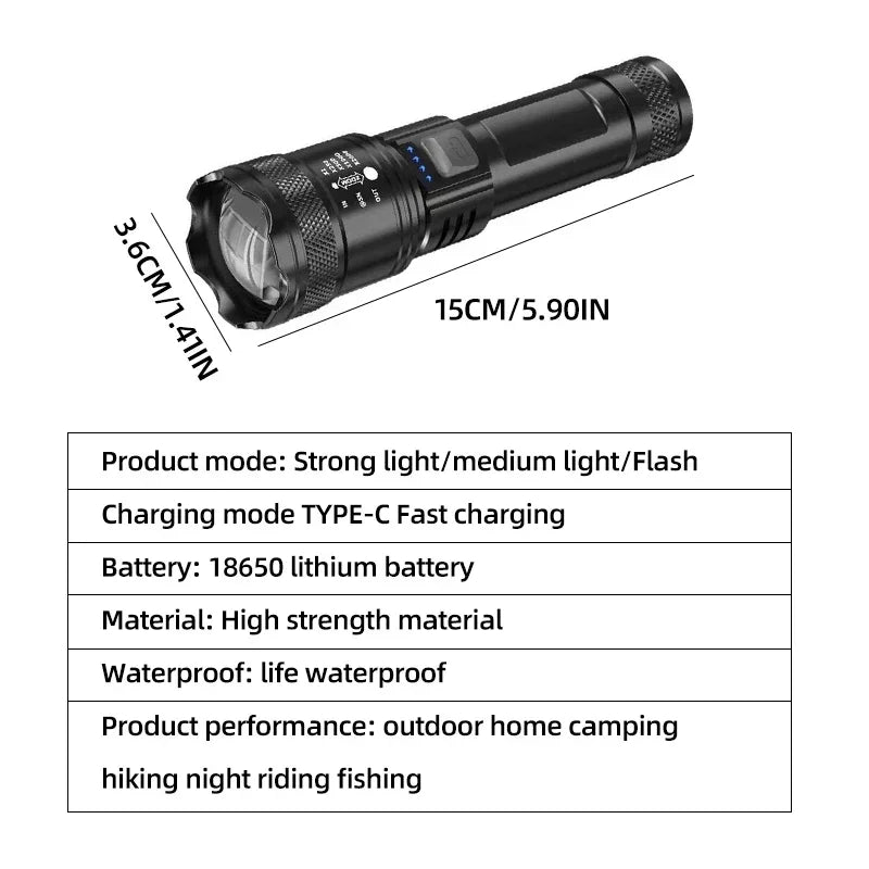 Super Bright USB Rechargeable LED Flashlight