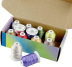 12 Variegated Colour Polyester Embroidery Thread | 40wt | 1000m Spools | 12-Pack