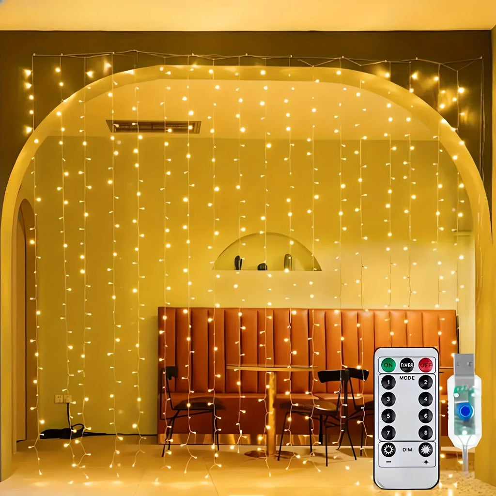 LED Curtain Fairy Lights with Remote Control – USB, 8 Modes, 3 to 6 Metres
